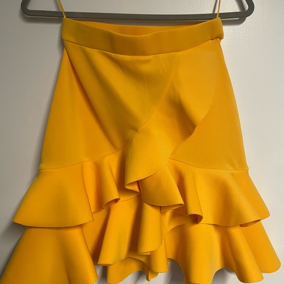 Laced in Love yellow ruffle scuba skirt - Picture 2 of 4
